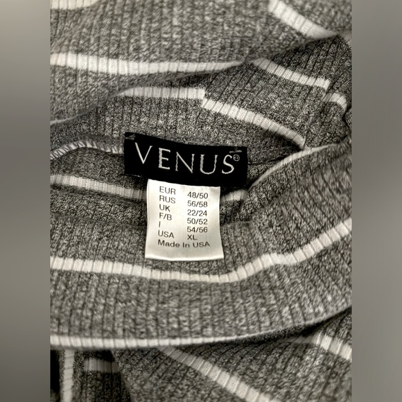 VENUS WOMENS LONG SLEEVE STRIP GREY COWEL NECK TOP WITH KEYHOLE FRONT SIZE MED - Picture 3 of 5